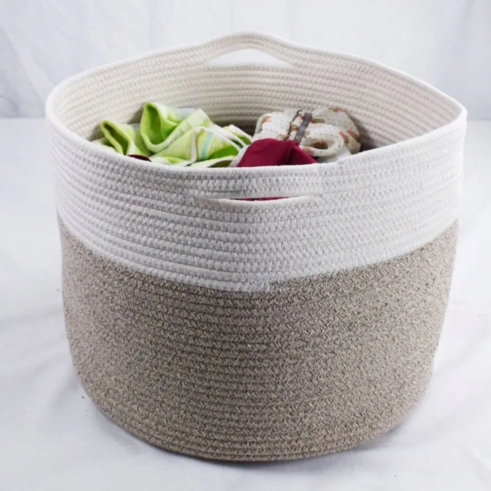 Wholesales 2019 New Style  Large Collapsible Cotton Rope Woven Laundry Storage Basket