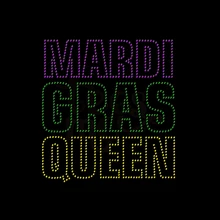 Bling Mardi Gras Queen Rhinestone Heat Transfer Applique for Apparel