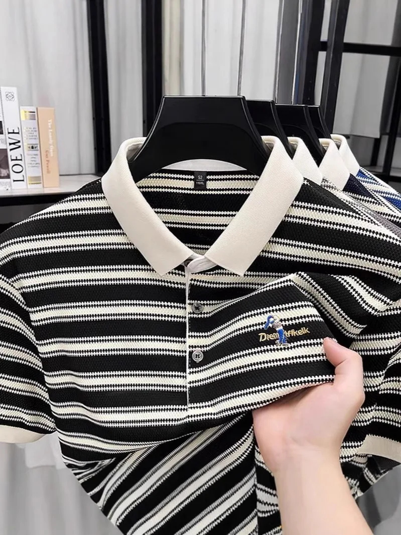 Summer New Men's Short-sleeved T-shirt Fashion Brand Hip-hop turndown Base Shirt Top for Men