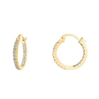 14k Gold Earrings 14K Gold Plated 925 Sterling Silver Post Cubic Zirconia Hoop Earrings