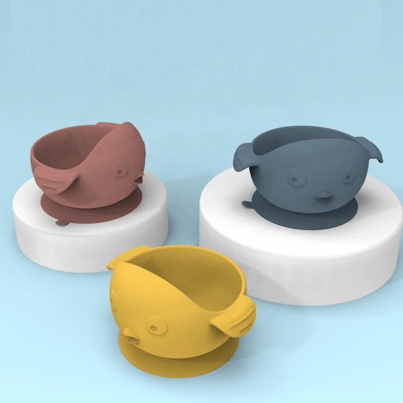 New Design plato de silicona bebe  waterproof baby silicone suction feeding bowl