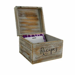 Vintage Slot On Top Bamboo Recipes Box With Customized Design Engraved Logo For Kitchen