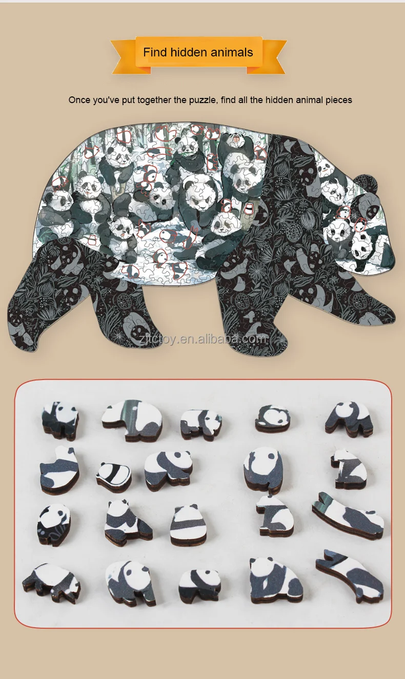 Niestandardowe 300 sztuk Panda Puzzle ze zwierzętami zabawki edukacyjne dla dzieci dla dzieci chłopcy dziewczęta w wieku 4 6 7 8 boże narodzenie przyjęcie wielkanocne upominki fabryka prezentów