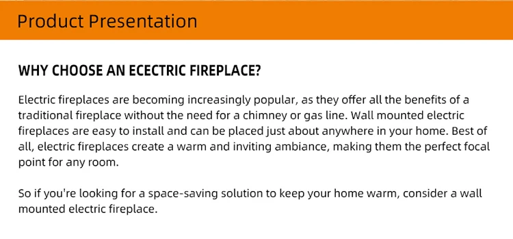 Electric Fireplace, Wall, 750 - detail 4