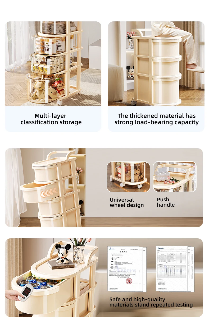 Wannuo 2/3/4/5 Layers Snack Storage Cart Drawer Style Storage Cart Fashionable Baby Products Storage Cart With Universal Wheels factory