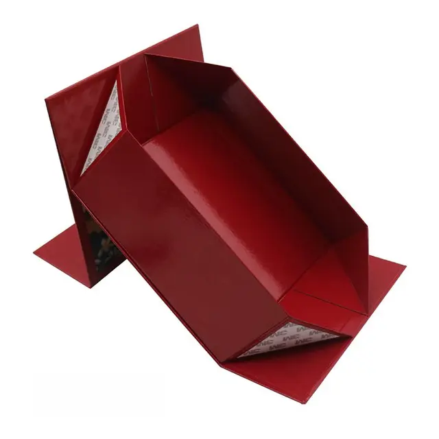 2024 New Design Red Rigid Cardboard Paper Folding Packaging Gift Box Magnetic Closure Foil Recycled Materials Shipping