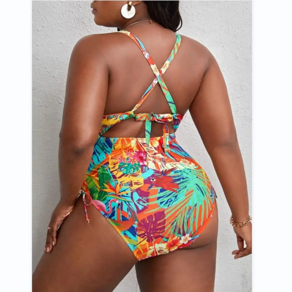 Women's Plus Size Bikini Swimsuit v neck Bikini suspender swimsuit  swimwear beachwear 2022
