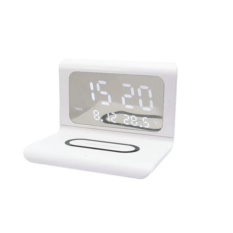 Detachable usb charging Stand LED digital alarm clock wireless charger