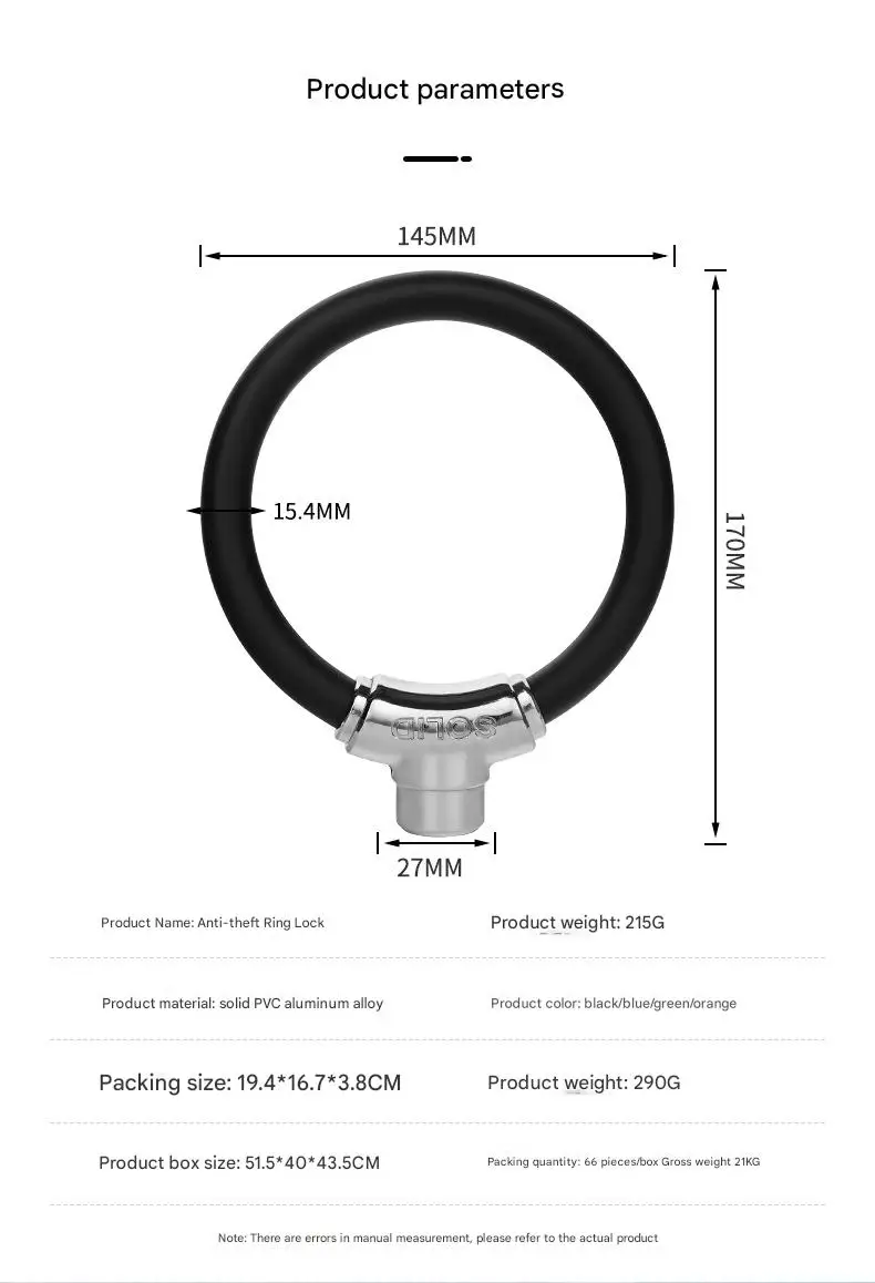 Portable Blue Steel Cable Alloy Lock Ring Bold Anti-Theft Security Motorbike Lock for Mountain Bikes