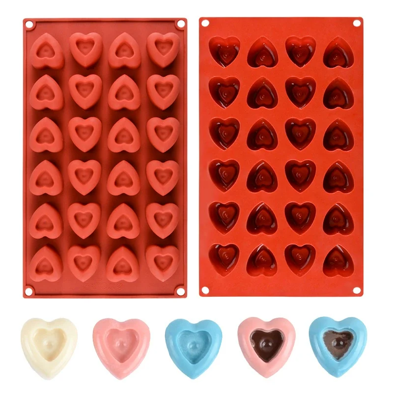 Eco Friendly Sustainable Stocked Moulds Silicone Heart love shape Design Silicone Chocolate Candy Mold For Party Baking