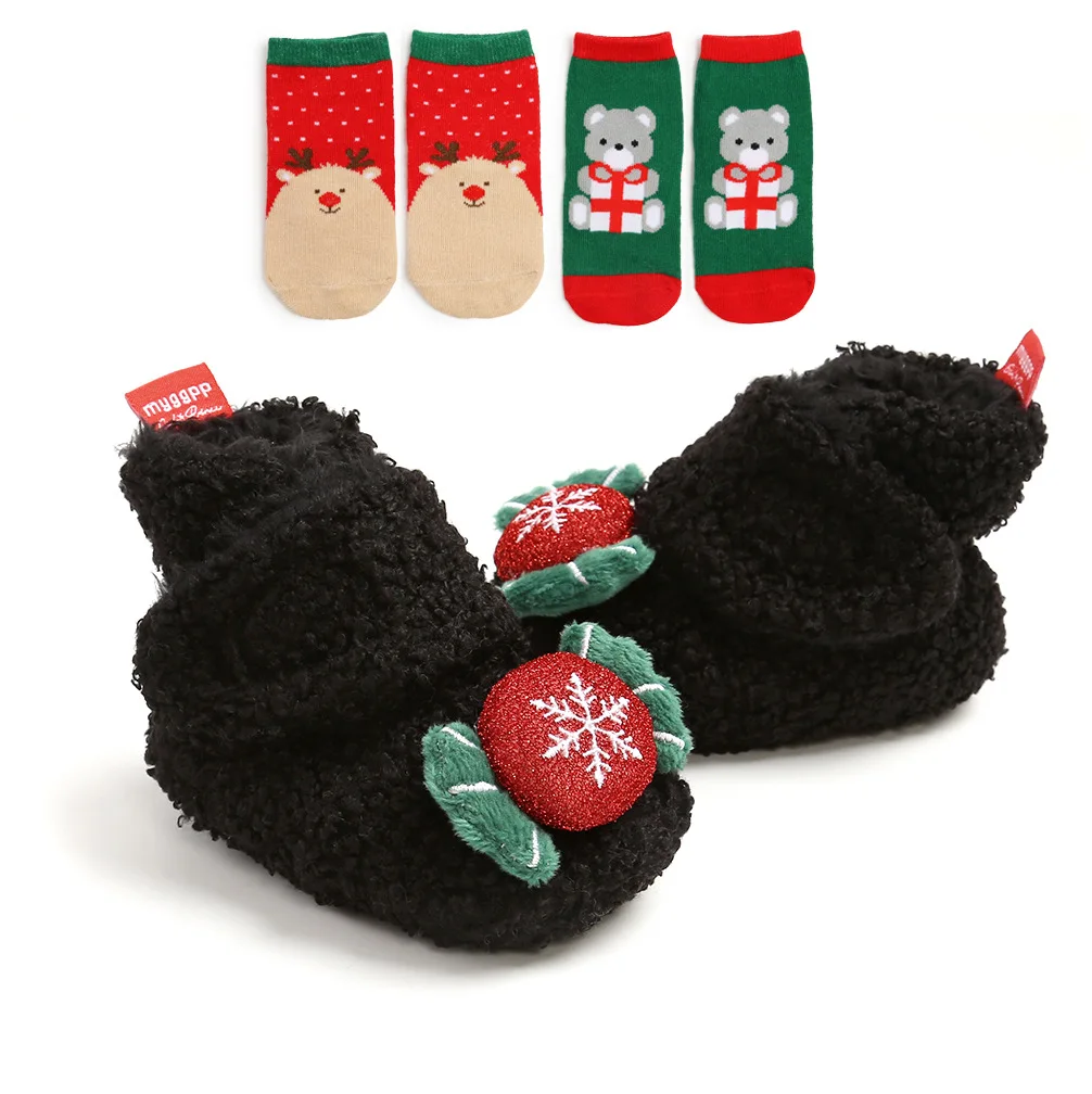 3 Pack Set Lovely Holiday Infant Newborn Girls Headband Gift Socks Christmas Baby booties