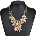 Collar Bib Necklace Fashion Women Sea Shell Starfish Faux Pearl Collar Bib Statement Chunky Necklace