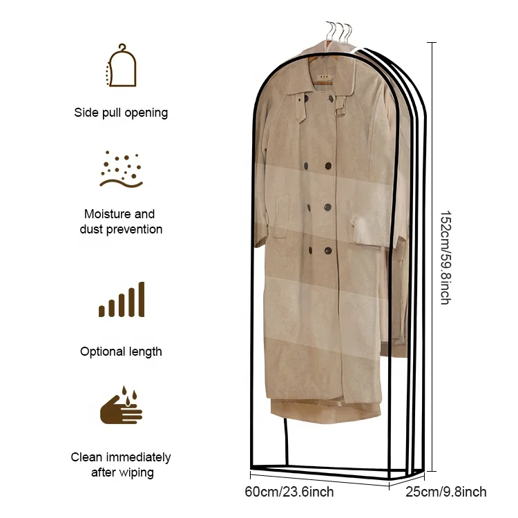 2024 Fashion Clothes Dust Cover  with Logo Coat Suit Wardrobe Drawer Clear Bag Organizer Hanging Garment Covering Protection