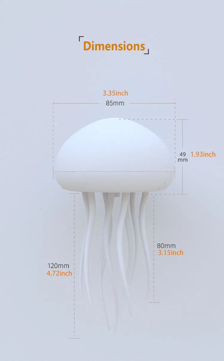 Intelligent Gradient Yard Dimmable Eye Care Bedside Lamp Voice Control with Dancing Legs Jellyfish Table Lamp with Touch Sensor