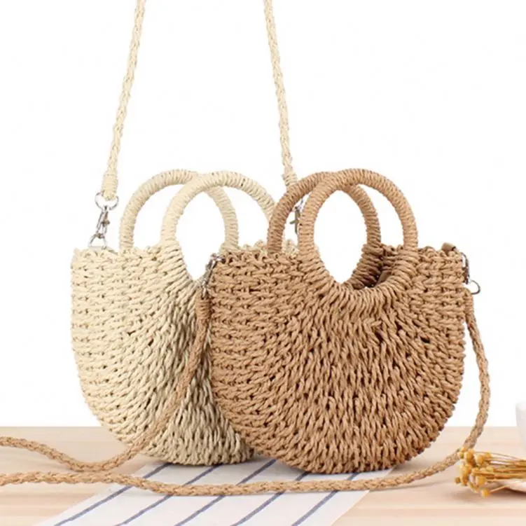 Wholesale Natural Bali Retro Creative Straw Beach Bag Customized Hollow Out Handmade Woven Leisure Handbag