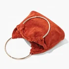 Clutch Faux Suede O-Ring Clutch Bag Evening Party Bag Women