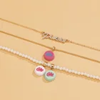 Choker Custom Name Colourful Bottle Lid Pendant Chunky Pearl Multilayer Layered Choker Necklaces