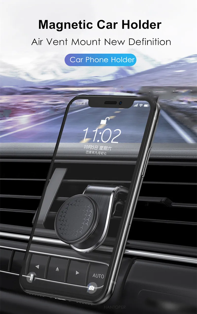 Magnetic Car Phone Holder Universal 360 Degree Rotation Magnet Stand Phone Holder For Car Air Vent Clips Accessory