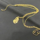 Gold Necklace Women Women Face Gold Plated Casting Korean Double Raws Chian Multi Layer Necklace