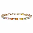 Zircon Oval 925 Sterling Silver Cubic Zircon Jewelry Multi Color CZ Oval Tennis Rainbow Bracelet