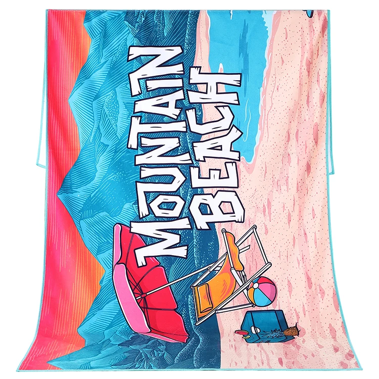 Hot Sel l Custom printing Logo Super  Absorbent Sand Free  Microfiber Pool Beach Towel