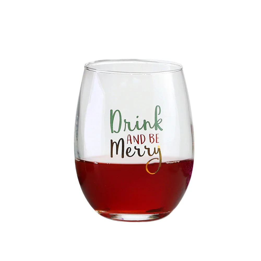 Custom etched logo tumbler glasses 600ml clear stemless wine glass for Bar
