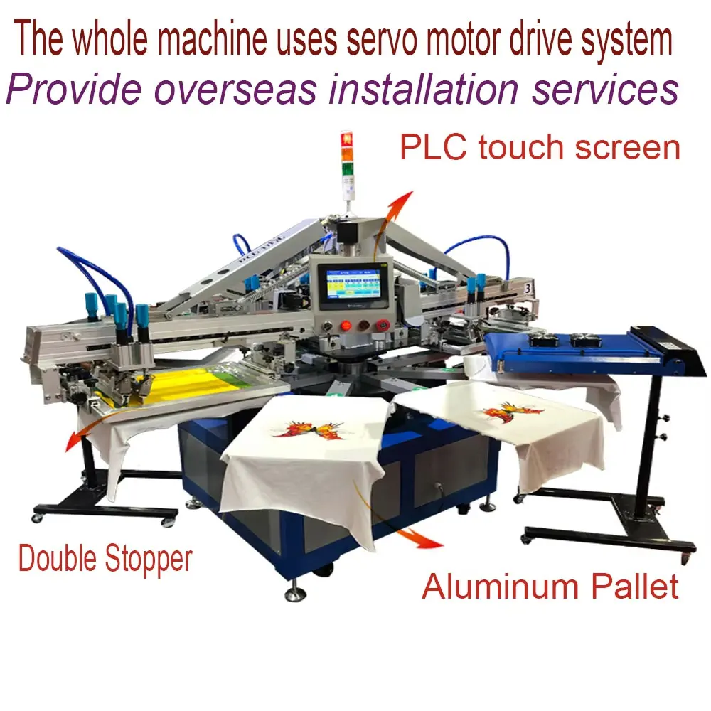 product 3 color automatic screen printing press machine with all stuff-8