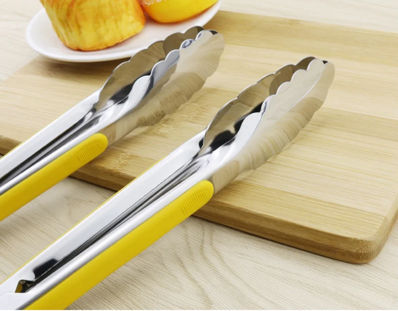 Serving Heavy Duty 9 inches Stainless Steel Food Tongs Multi-Functional Bread Baking Tongs