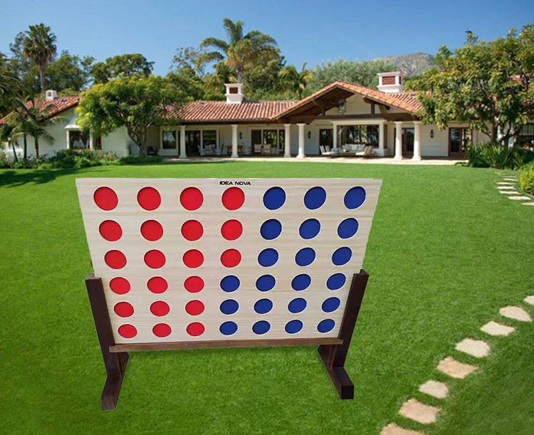 Idea Nova Outdoor Wooden Four in A Row Party Games, Classic Lawn Game, Backyard Game for family gathering and kids play