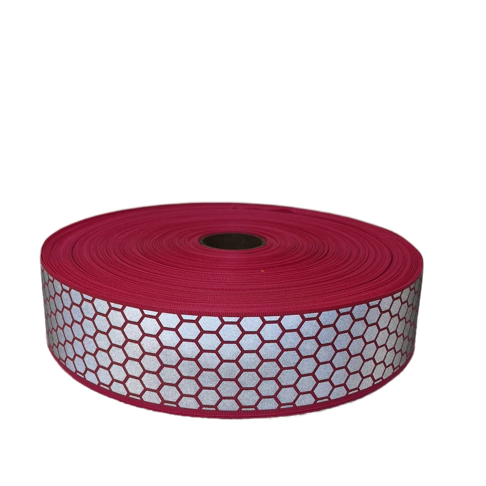 WeiGuang Honeycomb 3D Fluorescent Fabric Reflective Tape Elastic Adhesive Sew-On Sticker