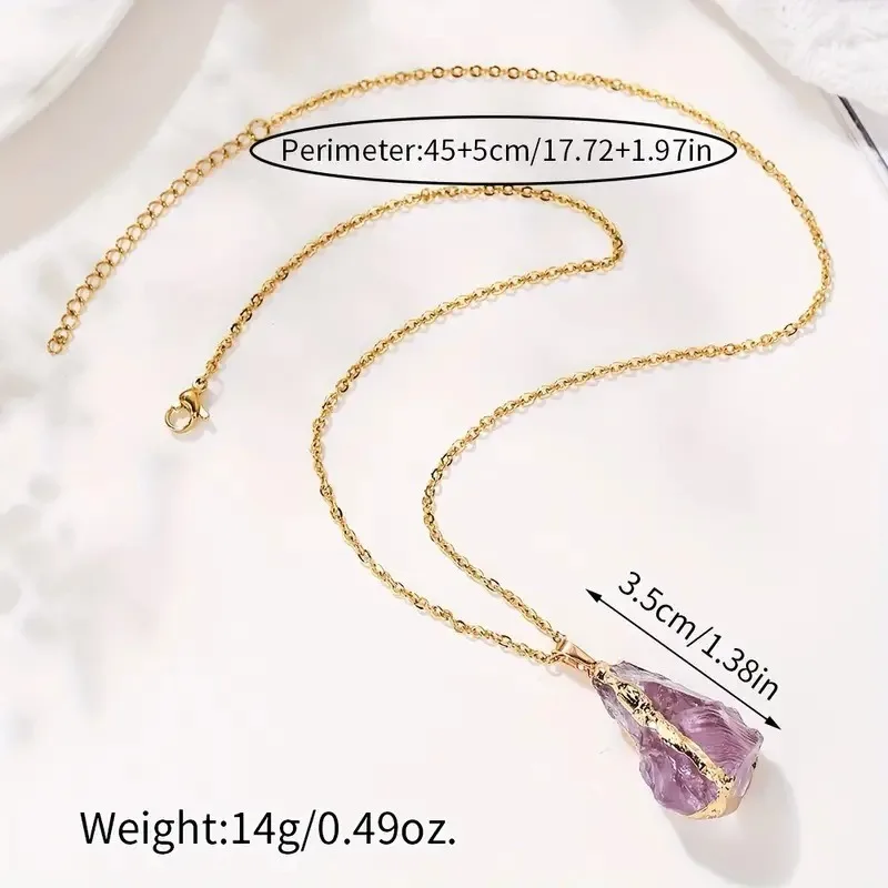 Wholesale Irregular Gemstone Natural Rainbow Crystal Dipped Rock Raw Amethyst Druzy Stone Pendant Necklace