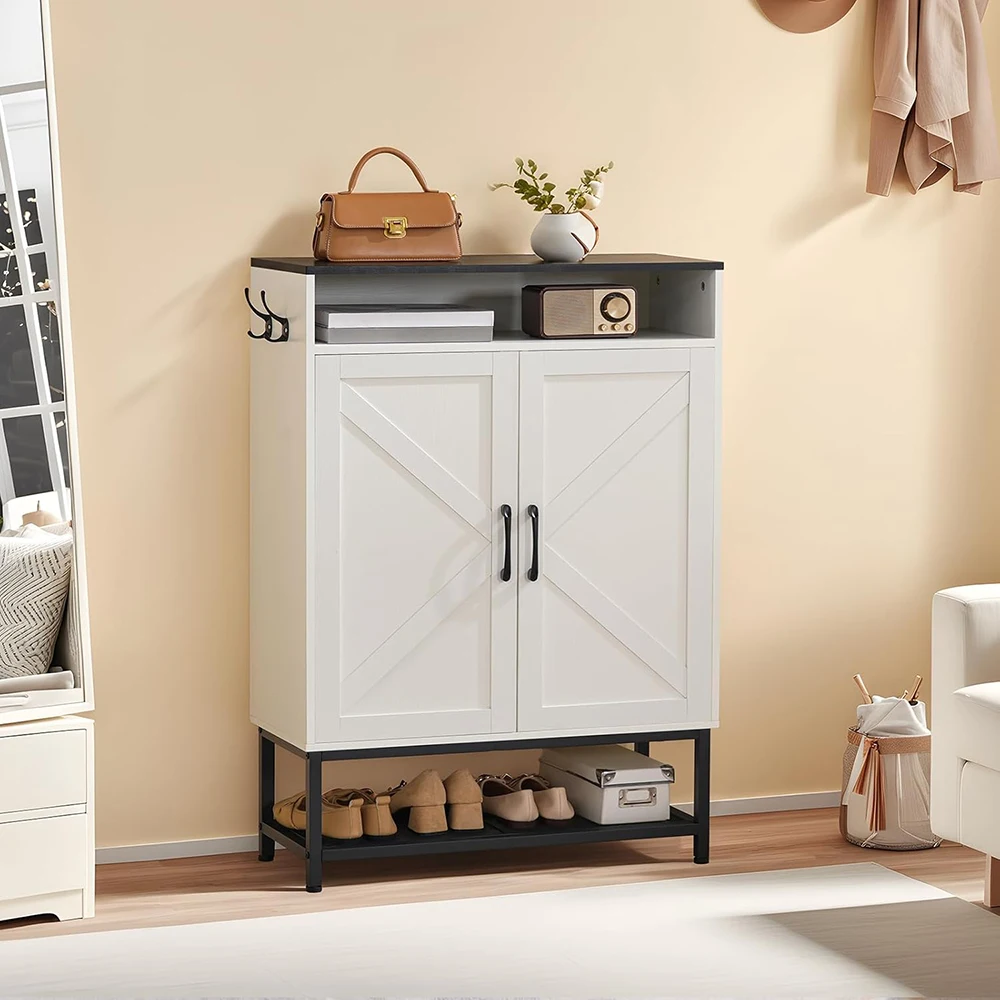 Farmhouse 6-Tier Shoe Storage Cabinet Entryway Freestanding Narrow Hidden Rack with Doors Shelves for Organizing Shoes Entrance details