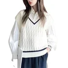 Waistcoat Wool V-Neck Sleeveless Knitted Vest Sweater Waistcoat For Ladies