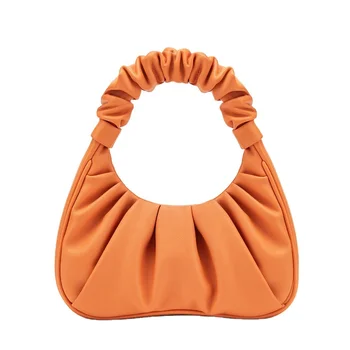 New Brand Ladies Underarm Bags Fashion Women Pu Leather Handbags Ruched Design Custom Logo Teen Hobo Bags For Ladies