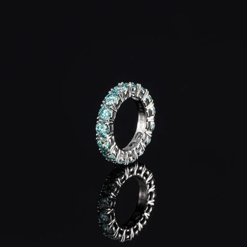Hailer Jewelry S925 sterling silver 4mm eternity blue green lab moissanite diamond ring for women/men