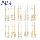 Earrings RALA Gold Plated Tricolor Virgin Mary Cross Heart Butterfly Custom Charm Luxury Long Tassel Earrings