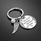 Silver Wholesale Custom Metal Keychain Vintage Round Silver Lettering Keychain With Small Wings