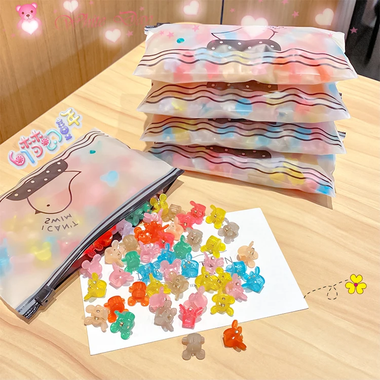 Fashion mini 1.3CM  jelly candy color  hair claw clips baby hair pins acrylic hair grab clip for children
