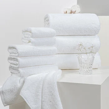 ELIYA 100% Cotton Plain White Solid Color Luxury Hotel Bathroom Set Bath Hand Face Floor Towel