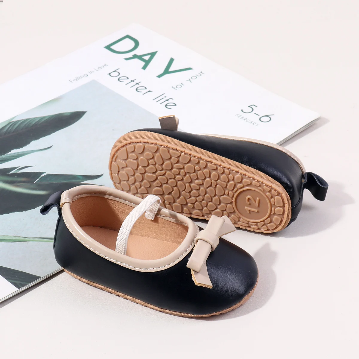 Fashion Patchwork Simple Pu Leather Toddler Baby Girls Shoes 0-12 Months factory
