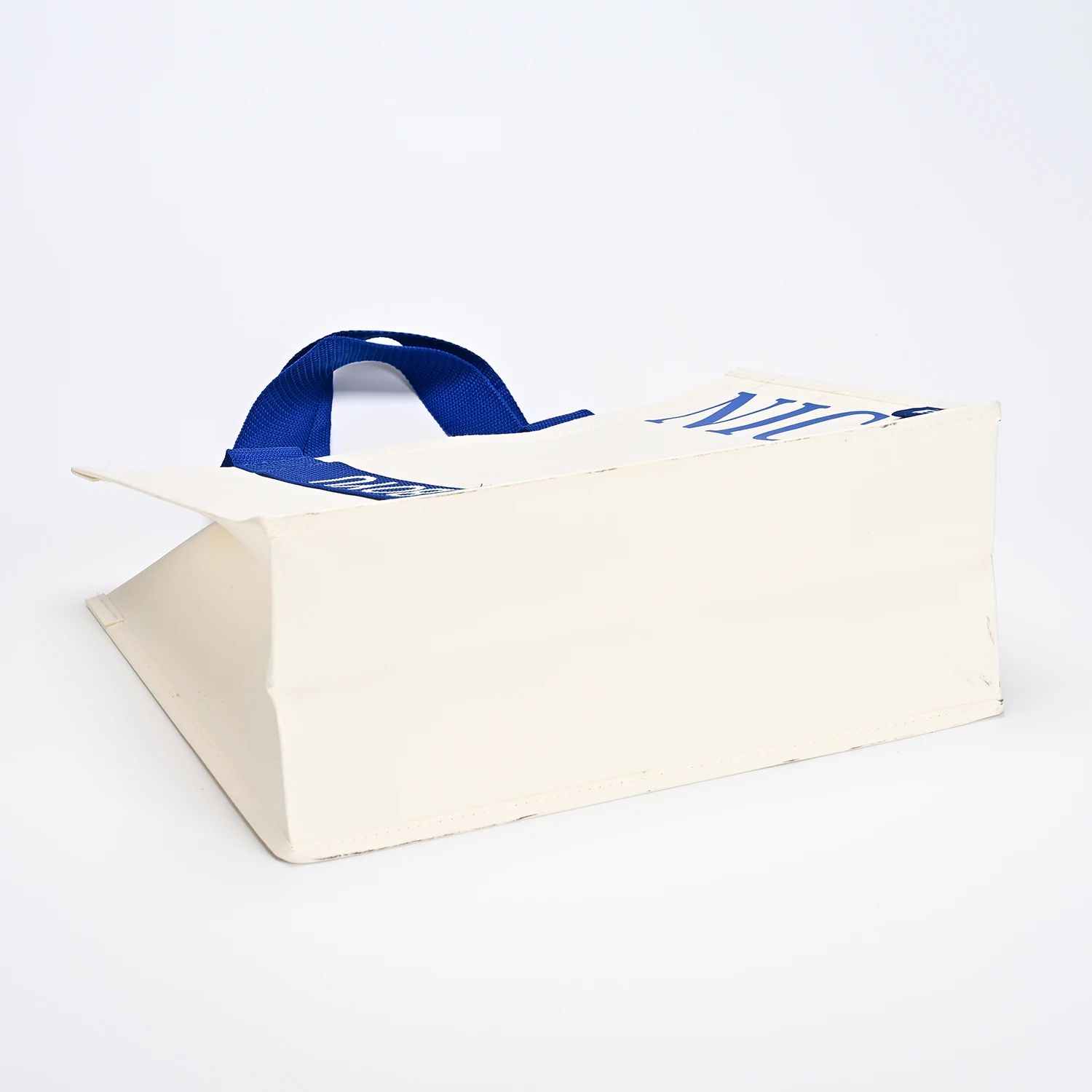 Custom logo Large Big Thick Reinforced Strong Handle Blue Washable Kraft Paper Bags Canvas Gift Tote Shopping Bag factory