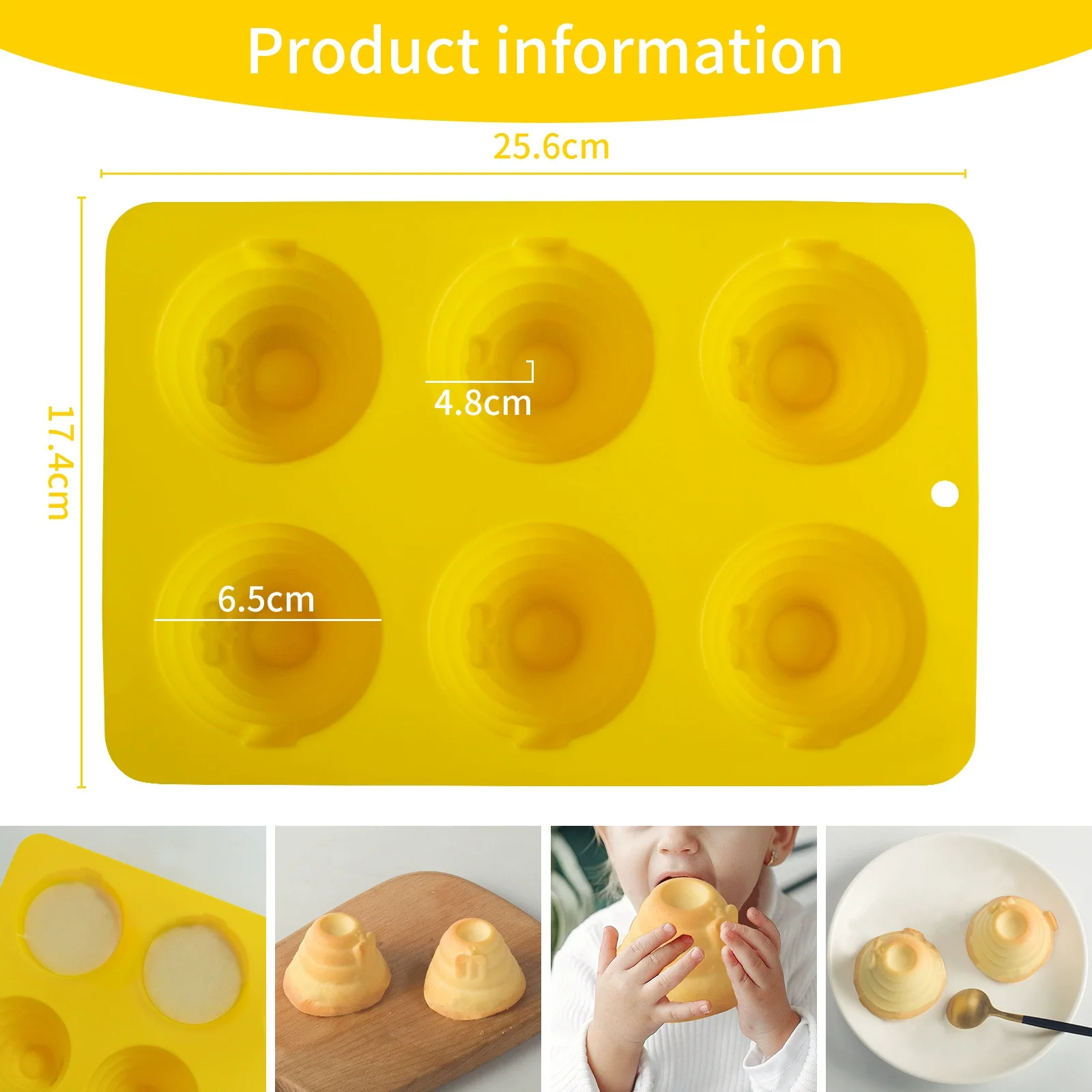 Food Grade Hot Selling 6 cavities Honeybee Shaped Silicone Cake Chocolate Soap Mold For Kids cartoon shape silicone cake mold