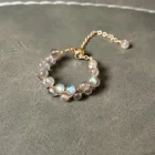 Labradorite Natural Labradorite Moonstone 14k Gold Plated Wrapped Handmade Double Adjustable Ring For Women