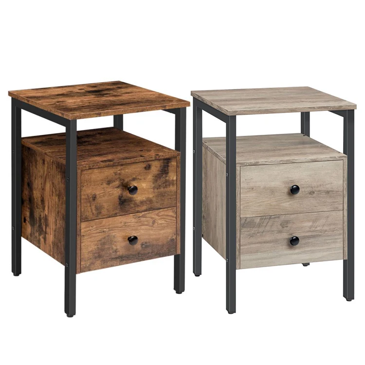 Wholesale Custom Double Drawers Nightstand with 2 Drawers Bedside Tables with Two Drawer for Bedroom