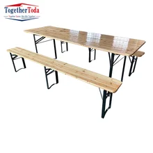 Outdoor Wooden Pub Seat - 6 Person Garden Custom Wooden folding legs Picnic Beer table Bench