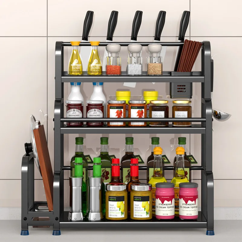 2 3 Tier Stainless Steel Cabinet Spice Rack Standing Type Home Kitchen Gadgets Tableware Storage Shelf Easy Countertop