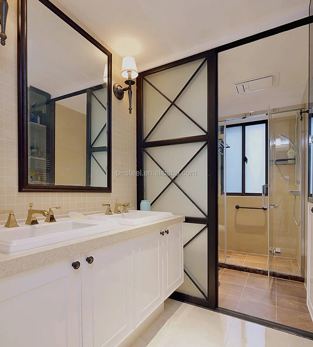 Customizable Modern Style Sliding Door with French Design Steel Frame Hanging Curtain-IdealCN Supplier factory