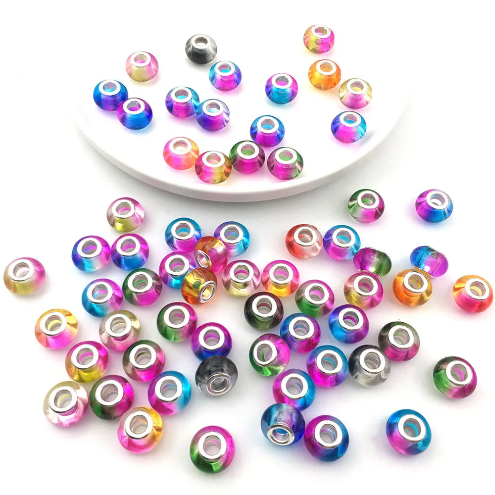 big hole rhinestone Enamel Vintage metal alloy Spacer beads for snake chain Rope Jewelry component accessories.jpg