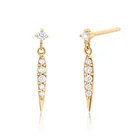 Cz Drop Earrings Gemnel Custom 925 Sterling Silver Women Jewelry Gold Plating CZ Bar Drop Earrings