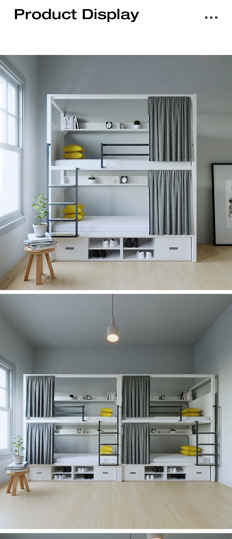 product factory free 3d design service single double metal dormitory beds adults students durable modern bunk beds for apartment school-8